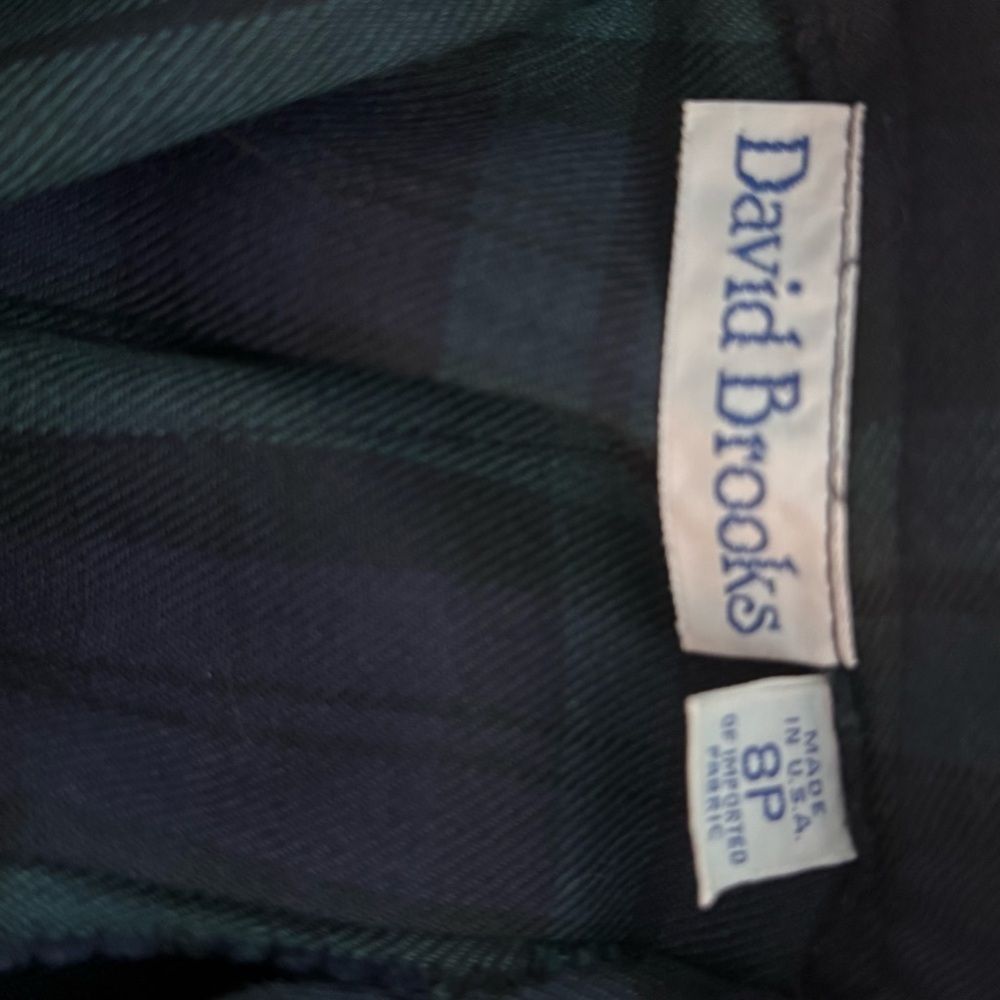 EUC David Brooks Vintage Green and Blue Plaid Pleated A-Line Skirt - Picture 3 of 5
